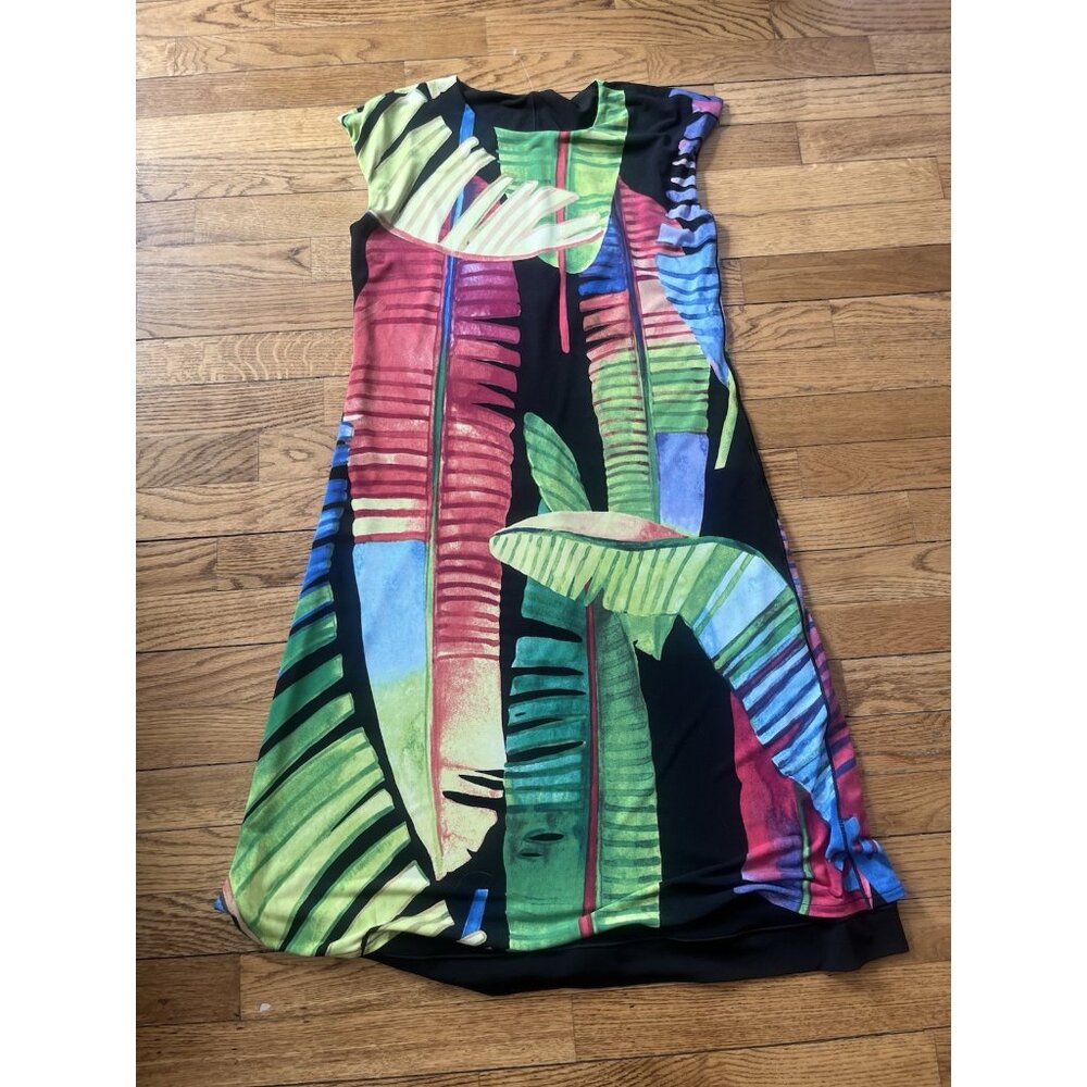 Cap Sly Slit Neck TurnOver Dress Eva Varro Amanda Colorful NO INSIDE TAGS, SIZE